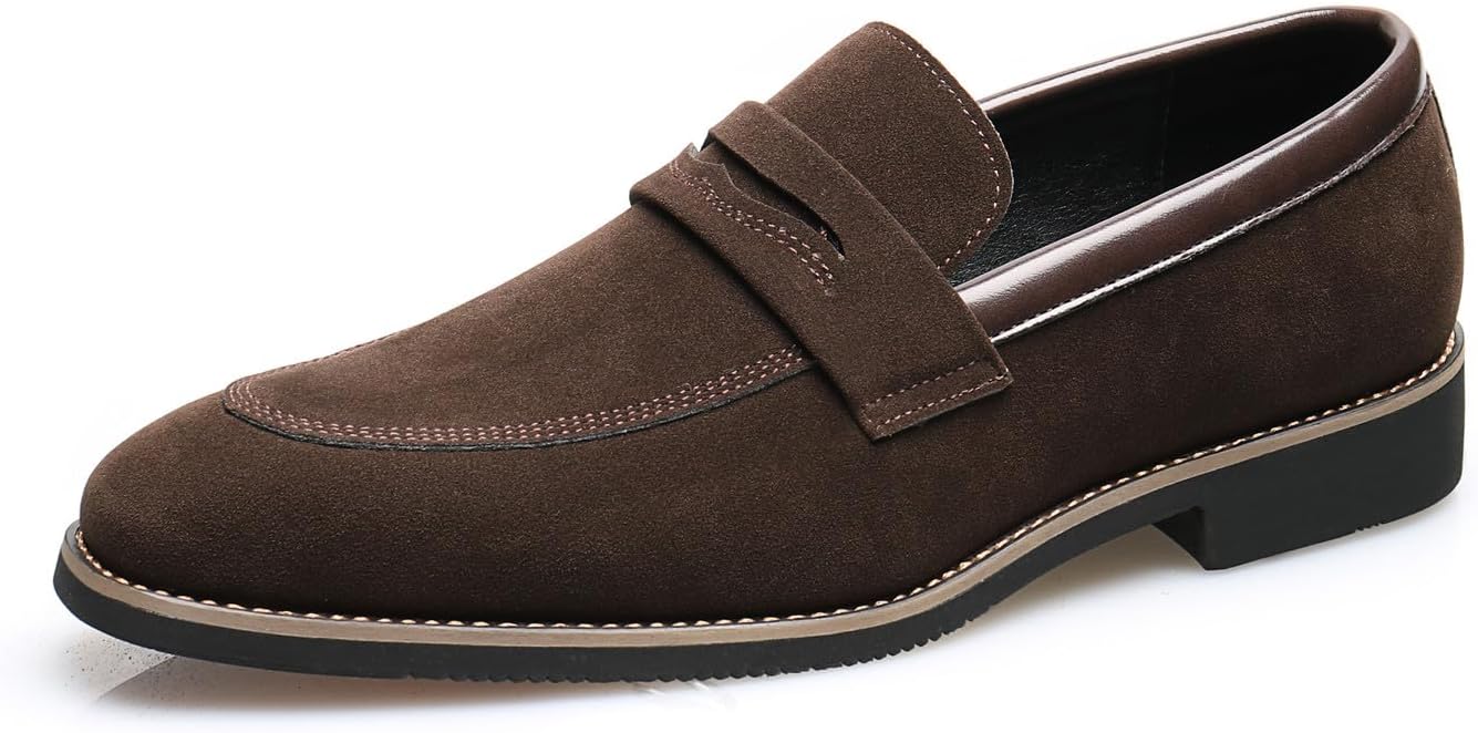 

Мужские лоферы Santimon, формальные туфли без шнурков, повседневные, свадебные, для мужчин, замшевые лоферы-пенни, удобные, для свадьбы, делового костюма и смокинга, коричневый