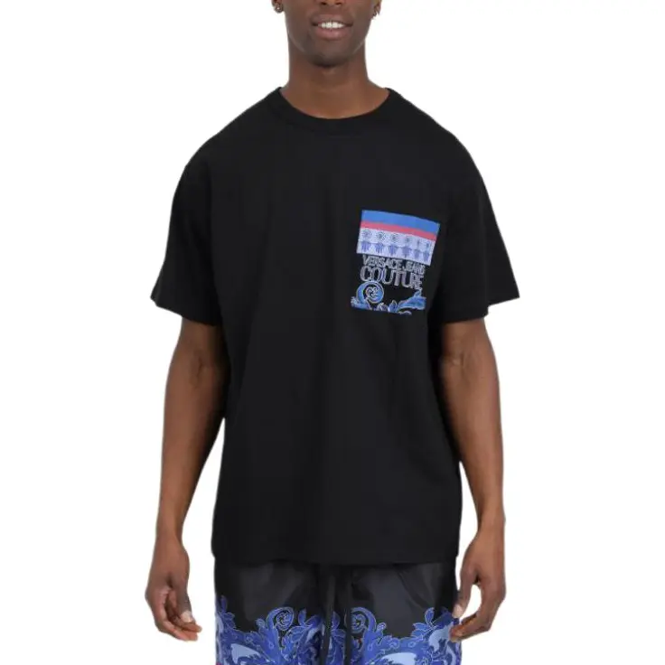 

Футболка с принтом логотипа VERSACE JEANS COUTURE, черный