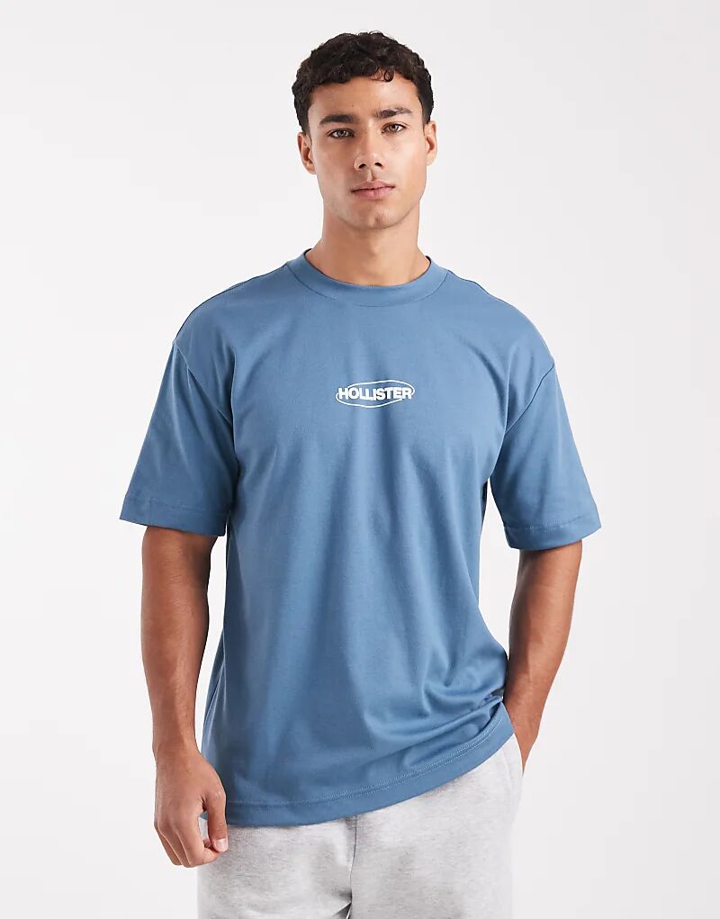 

Футболка свободного кроя Hollister с логотипом в виде пузыря, синяя