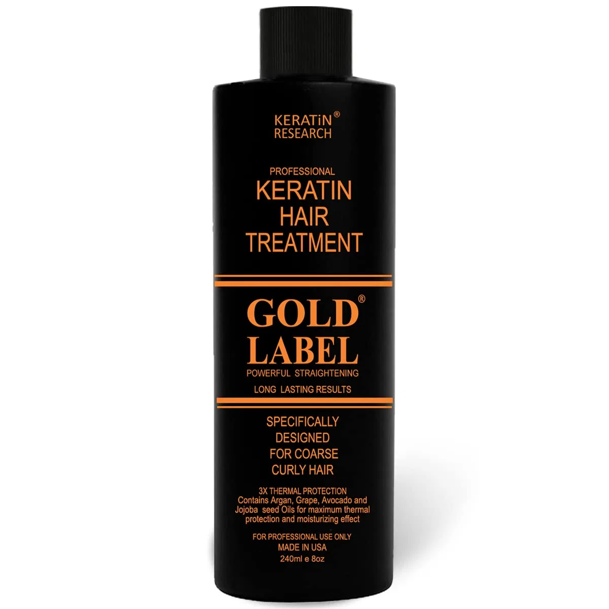 Профессиональный бразильский кератиновый уход Gold Label для жестких, вьющихся, африканских и бразильских волос, 240 мл Keratin Research