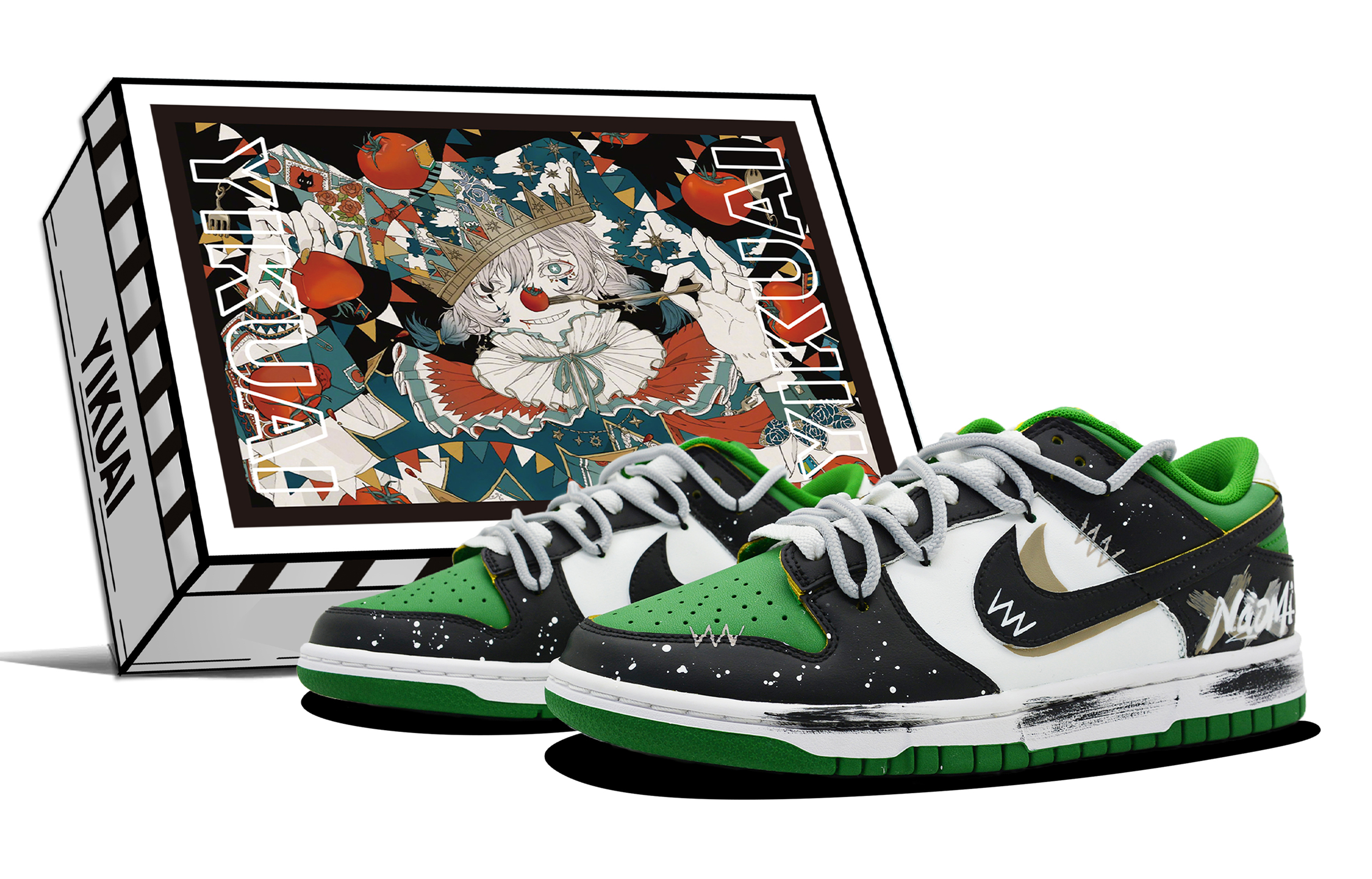 

Кроссовки Nike Dunk Skateboarding Shoes Men Low-top White/Green/Black, темно-зеленый