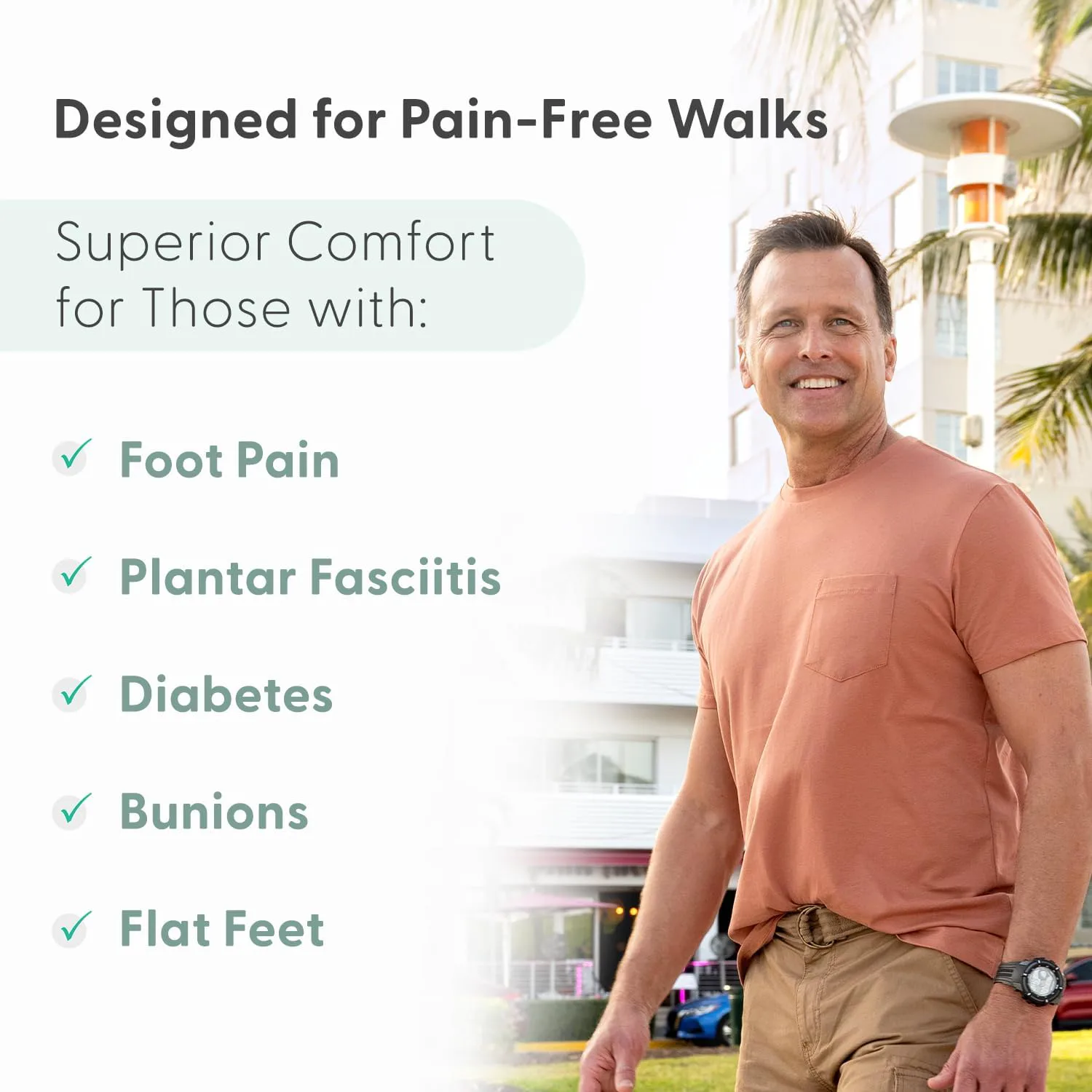 Мужские ортопедические кроссовки Orthofeet Navigate без шнурков, белый — фото 3