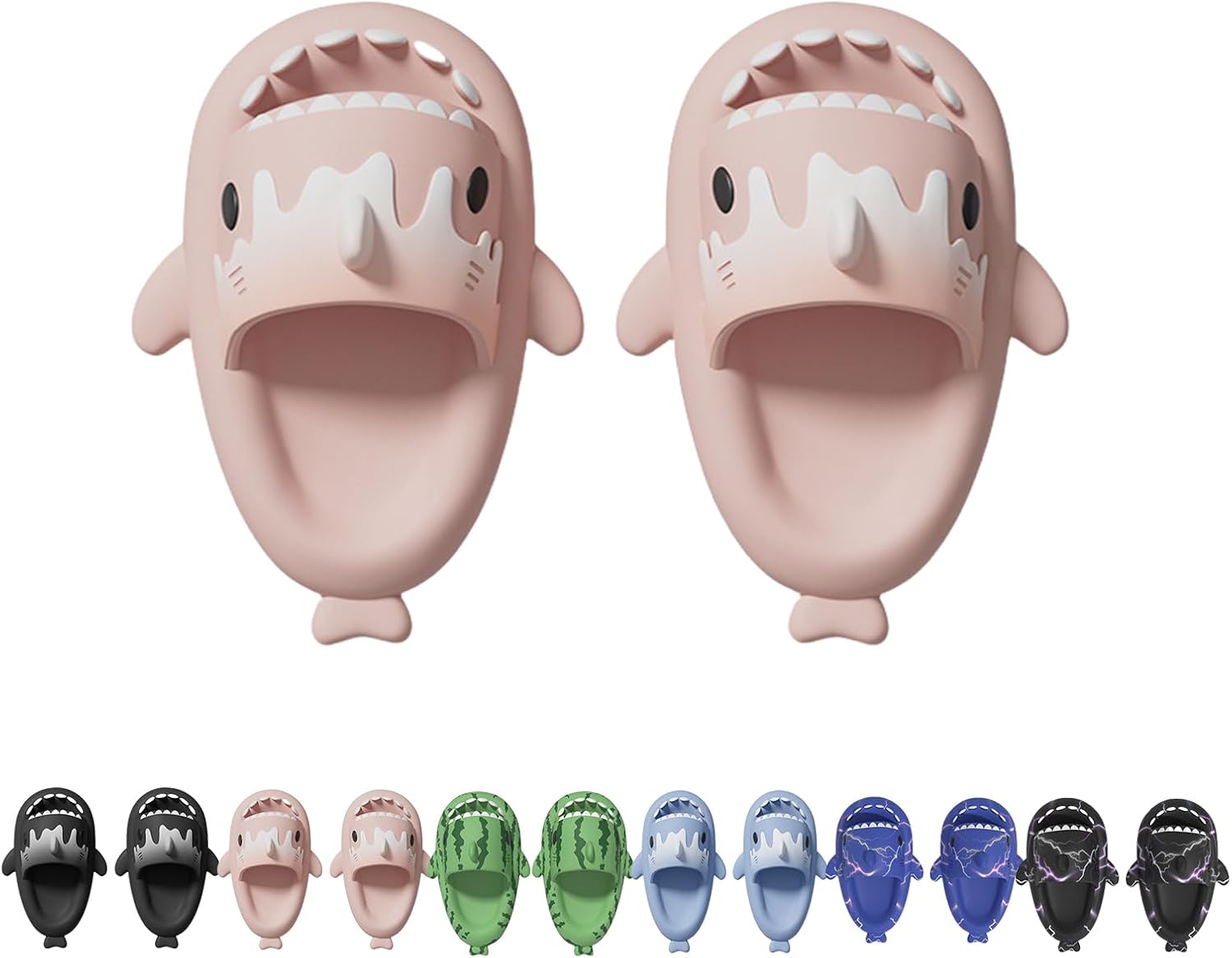 

Шлепанцы с изображением акулы, рождественские шлепанцы с акулой, шлепанцы с акулой на Хэллоуин, мультяшные нескользящие шлепанцы с толстой подошвой для женщин и мужчин Generic, розовый