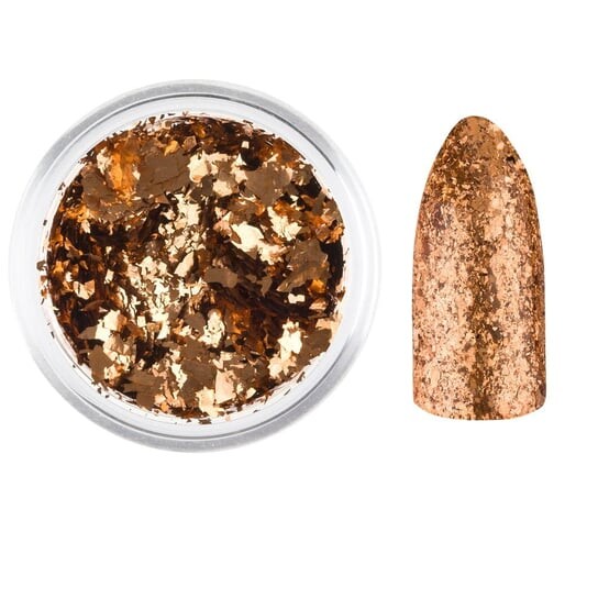 АЛЮМИНИЕВЫЕ хлопья для декора Platinum Flake цвет № 3 NOBLE GOLD (cb07) - баночка 3мл + кукла, AllePaznokcie — фото 2