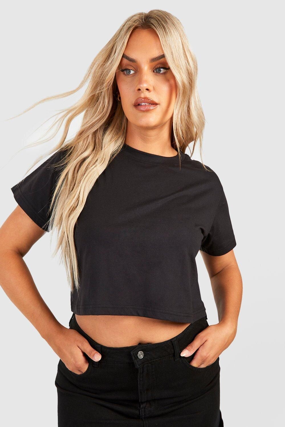 

Футболка Boohoo Plus укороченная, черный