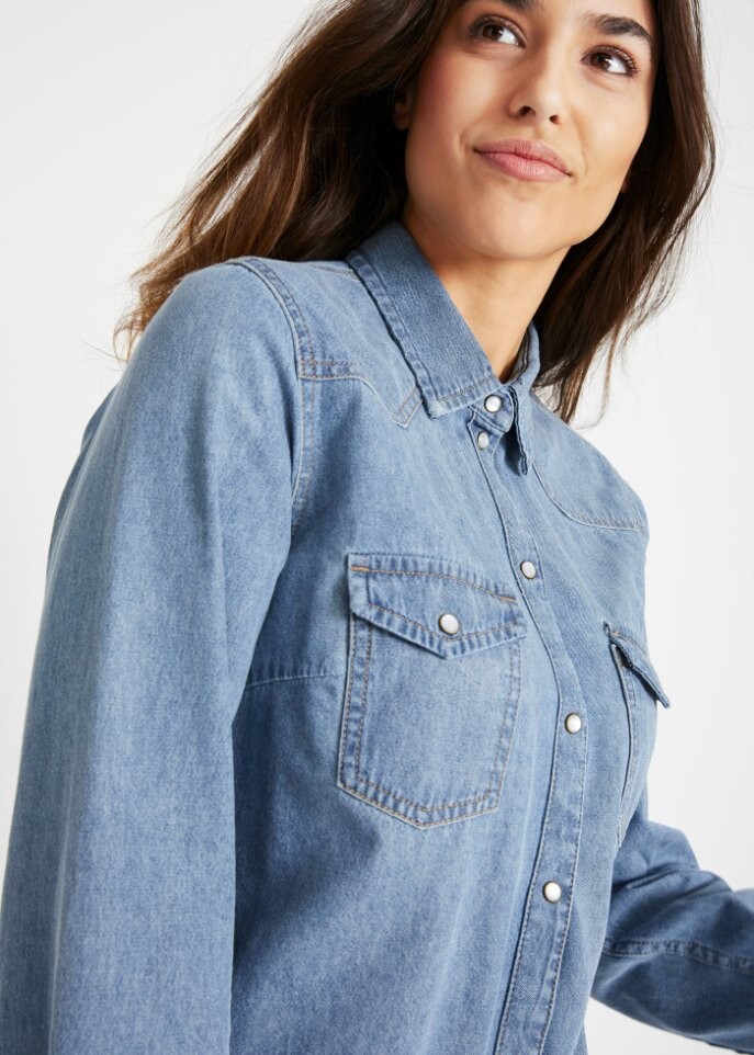 Джинсовая рубашка с длинными рукавами John Baner Jeanswear, синий — фото 2