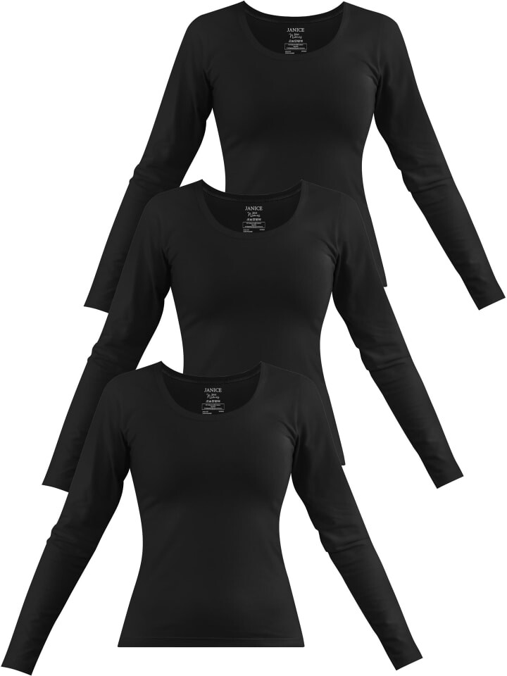 

Лонгслив Janice 3 x Damen Langarmshirt Nimes, черный
