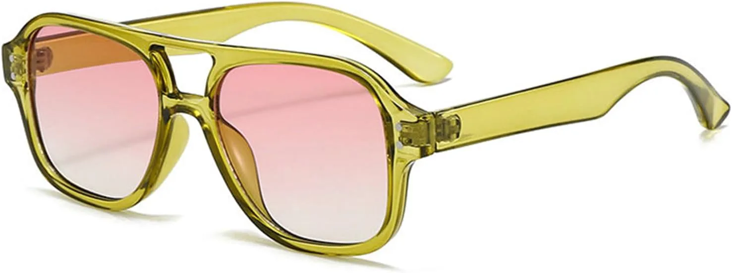 

Солнцезащитные очки Helena в винтажном квадратном стиле для мужчин и женщин, модель 2025, роскошная классическая оправа «пилот», очки с двойной дужкой, C7