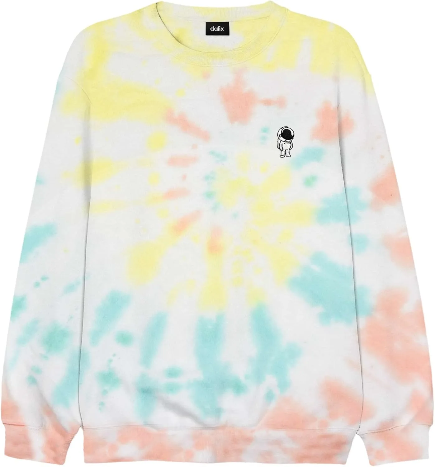 

DALIX вышитый астронавт лонгслив тай-дай флисовая толстовка свитер мужской