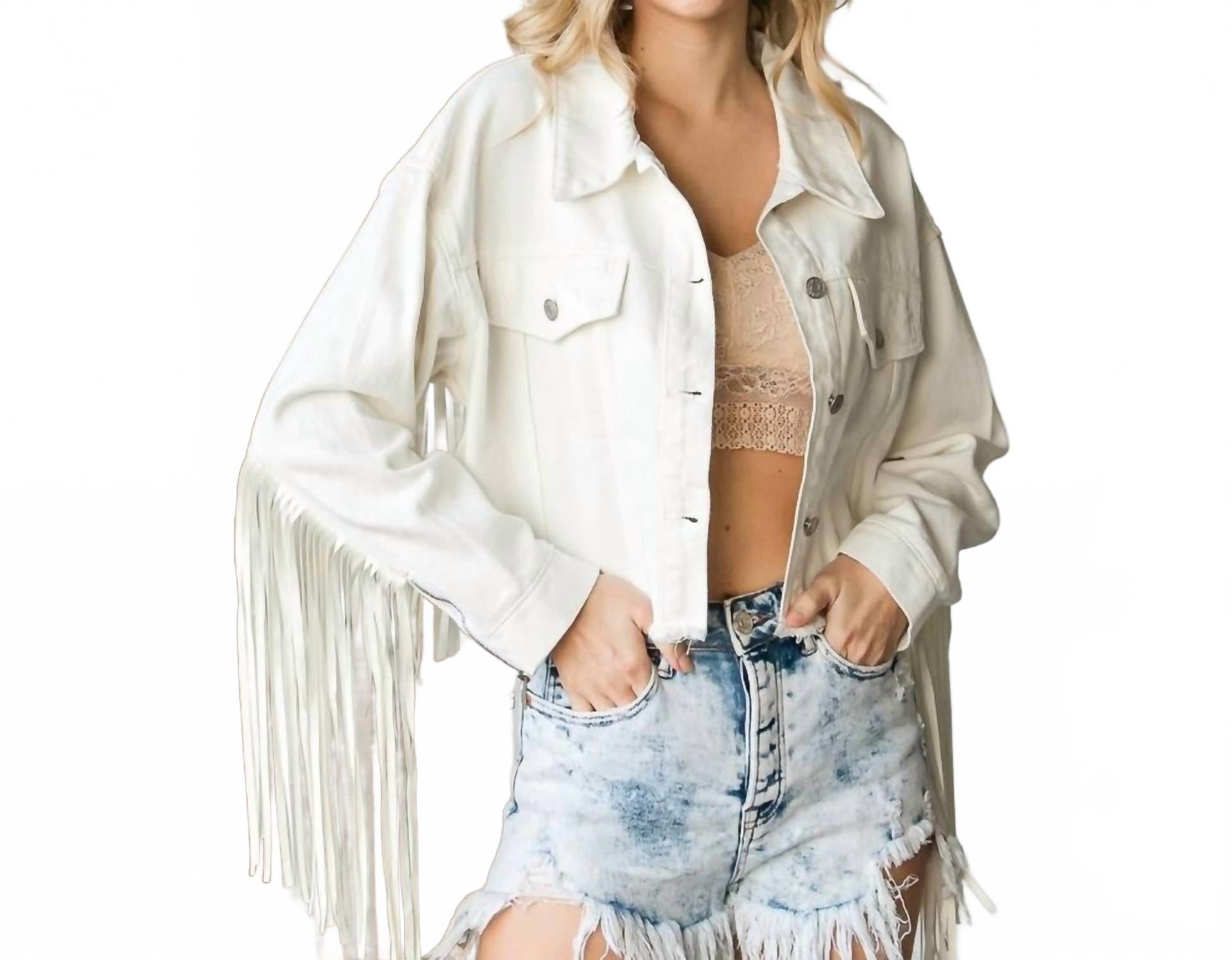 

Veveret Куртка с необработанным краем и бахромой, белая