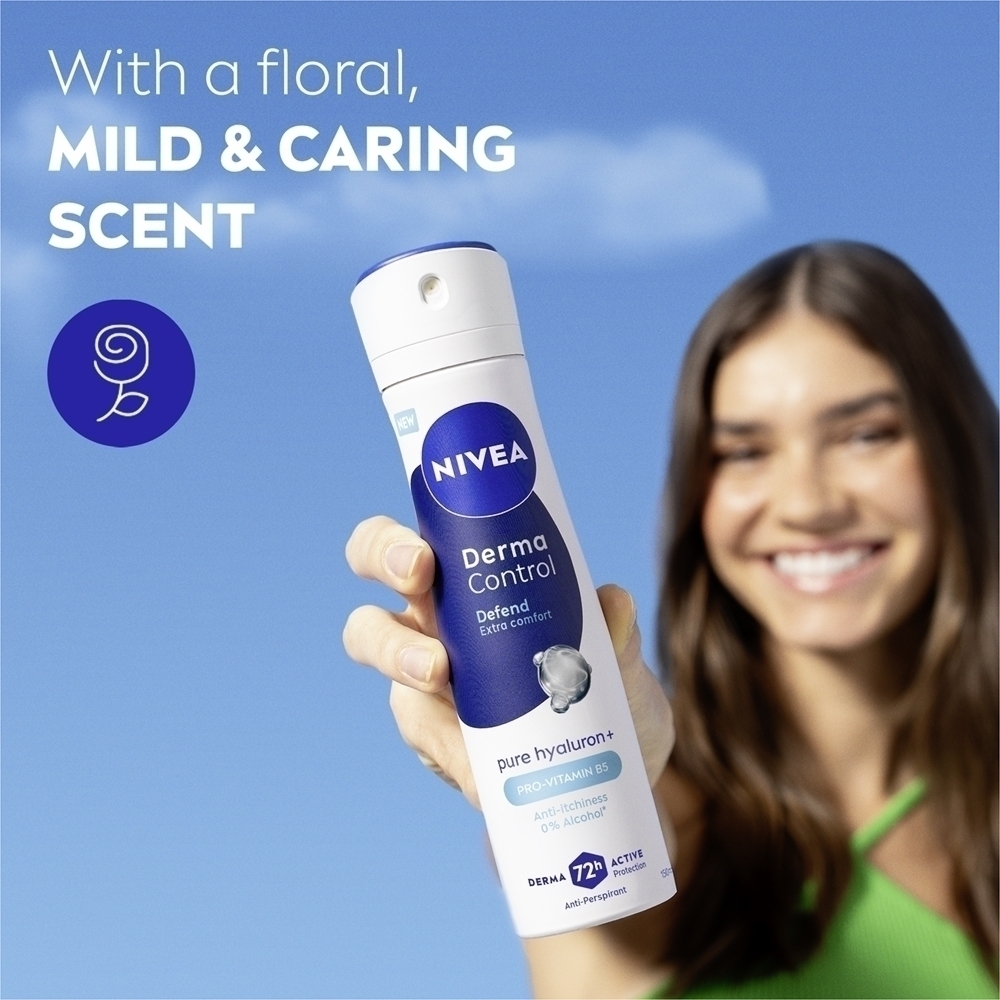 Derma control defend антиперспирант-спрей для раздраженной кожи Nivea, 150 мл — фото 3