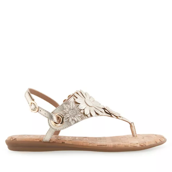 Женские сандалии-шлепки Connie с открытой пяткой Aerosoles, цвет gold metallic — фото 2