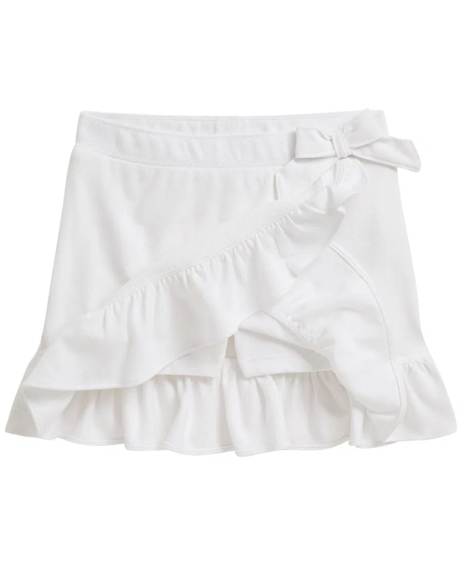 Шорты-юбка с оборками из эластичной сетки для девочек (2T-6X) Polo Ralph Lauren, белый — фото 3