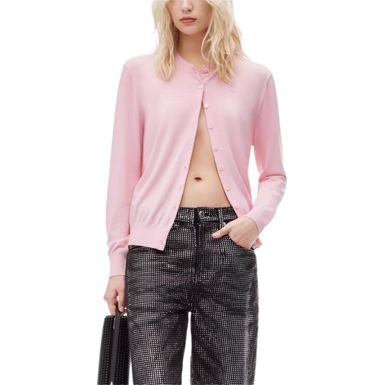 

Кардиган из мериносовой шерсти с тиснением логотипа Alexander Wang, розовый