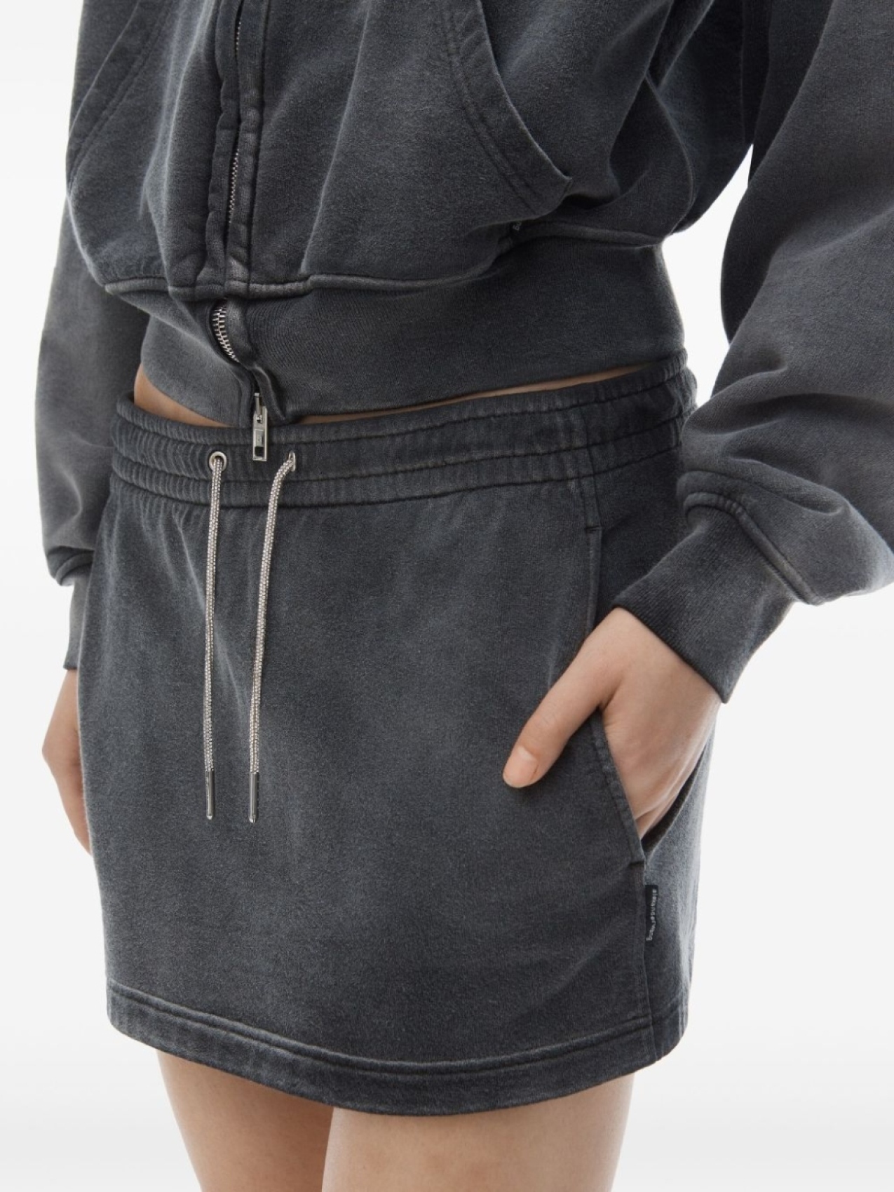 Alexander Wang юбка мини с кулиской, серый — фото 4