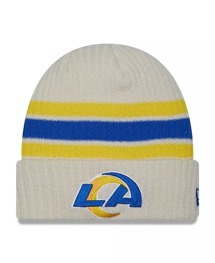

Мужская кремовая вязаная шапка с манжетами в полоску Los Angeles Rams Team New Era, слоновая кость/кремовый