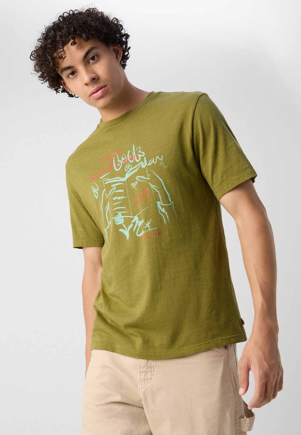 

Футболка с принтом FRONT ARTWORK Scotch & Soda, хаки