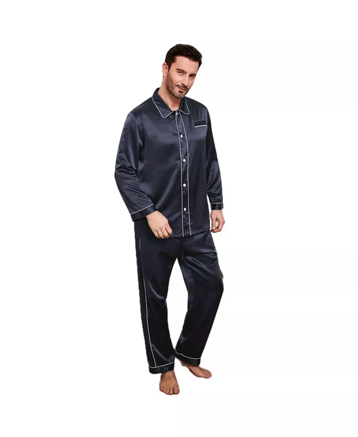 

Мужской комплект пижамы из уникального шелка 22 Momme LILYSILK, синий