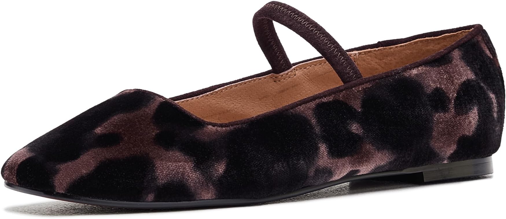 Балетки Madewell Women's Greta Elastic Mary Jane - Leopard Velvet, Espresso Multi