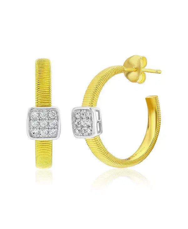 

Серьги-Кольца Suzy Levian Golden Helix из стерлингового серебра с фианитами в форме паве Suzy Levian New York, golden