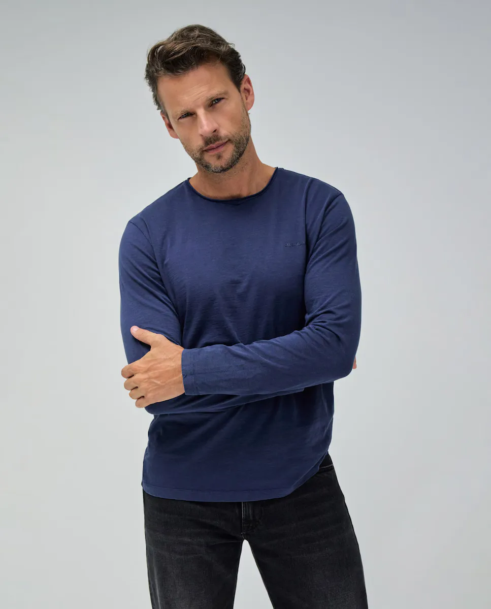 

Мужская однотонная футболка с длинным рукавом Salsa Jeans, синий