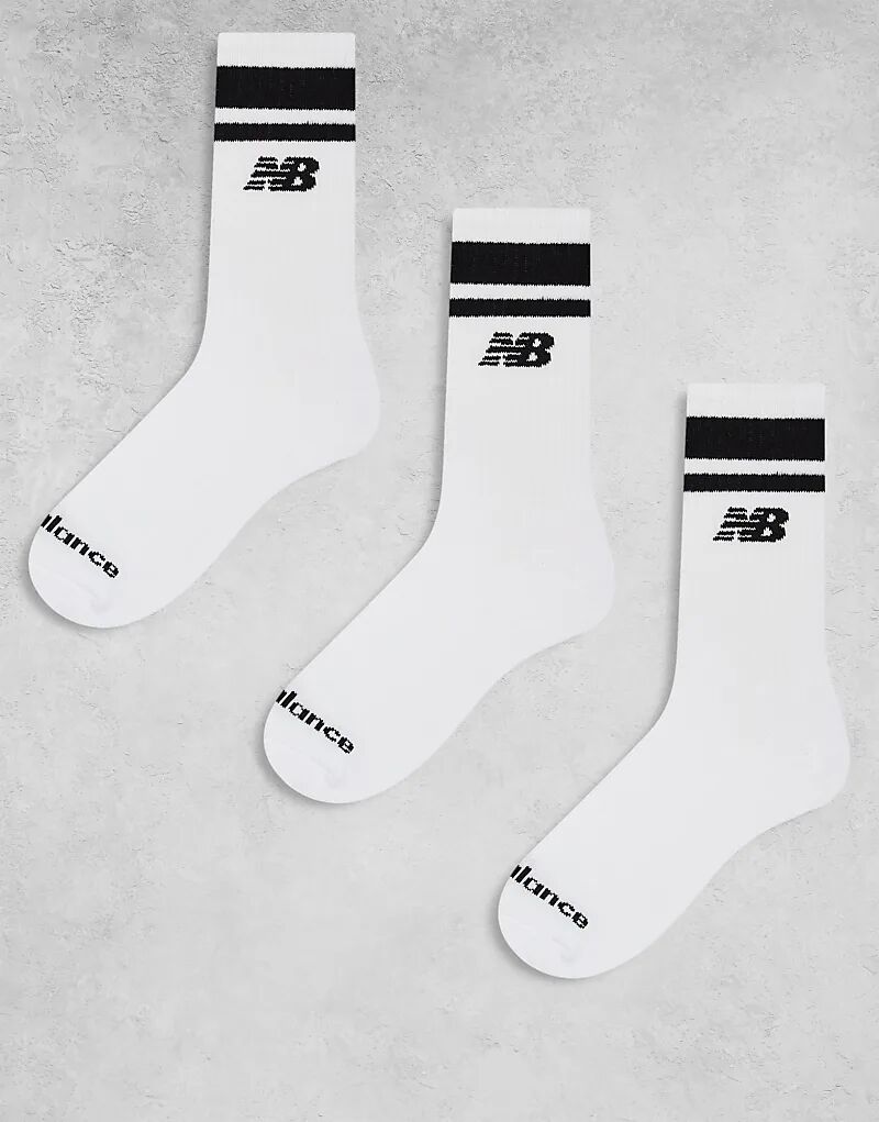 

3 пары носков средней длины в белую полоску New Balance