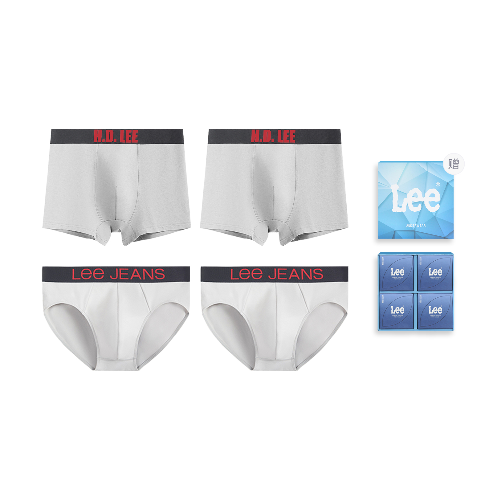 

Xline трусы мужские 4 штуки подарочный набор Lee, светло-серый