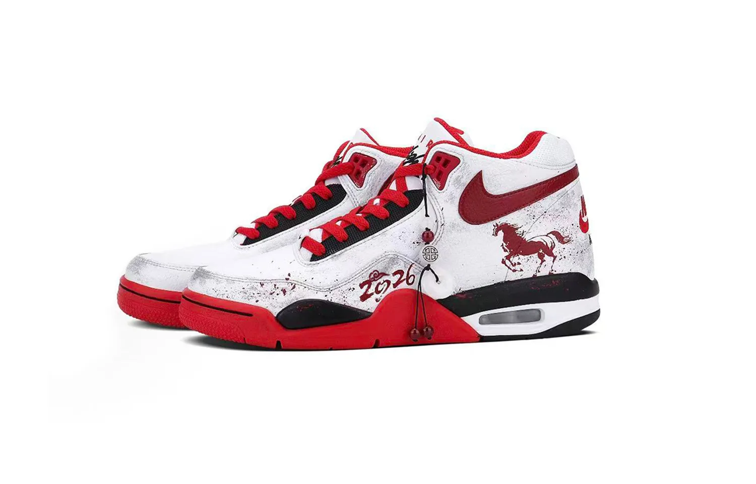 Nike Кроссовки Flight Legacy Vintage мужские мид-топ белые красные черные — фото 4