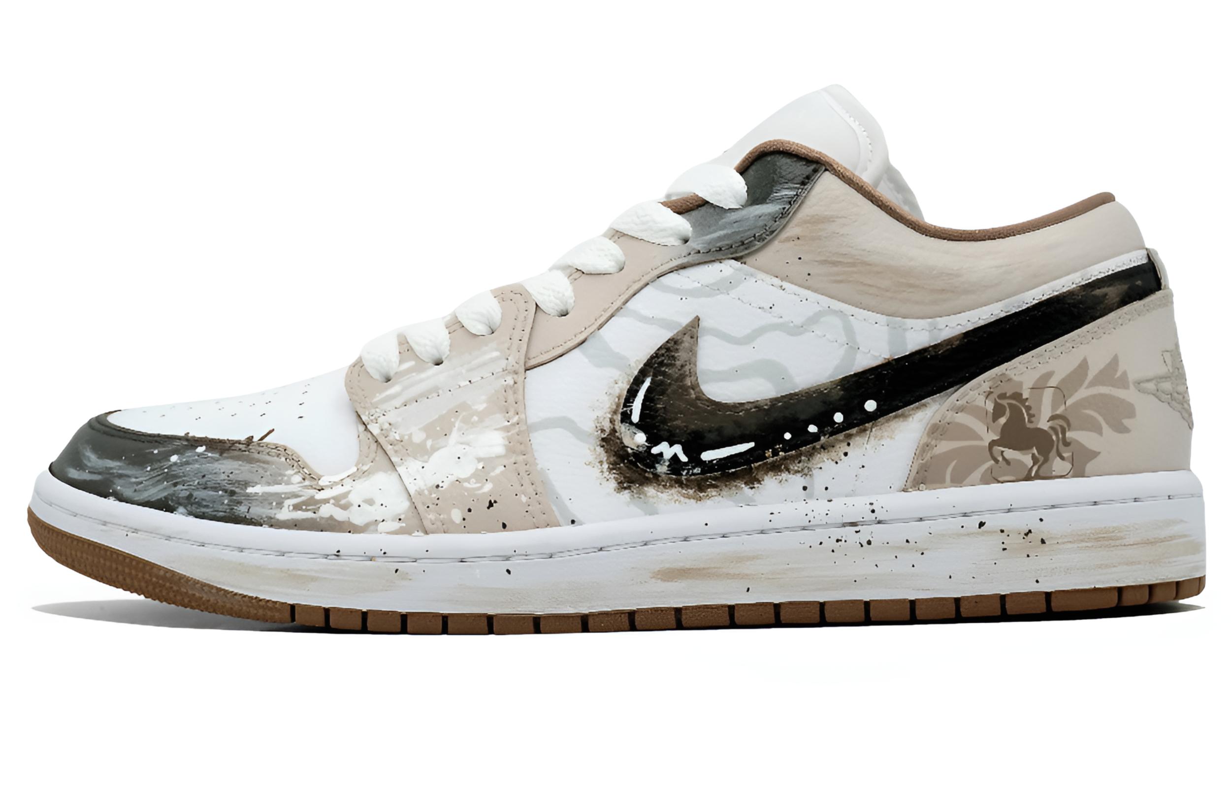 

Air 1 Odes To Horses Кожаные с амортизацией низкие винтажные баскетбольные кроссовки Unisex Jordan, априкот