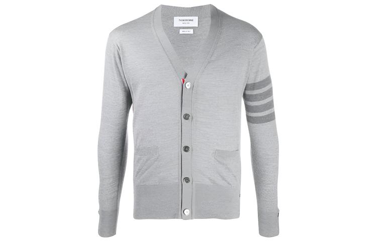 

Кардиган с V-образным вырезом и 4 планками THOM BROWNE, серый