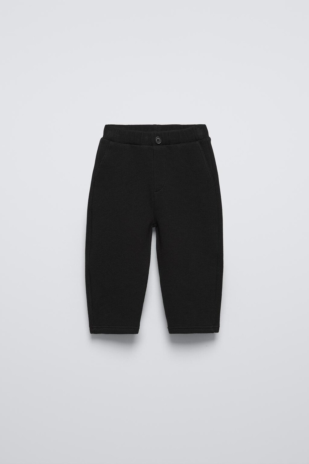 

Брюки прямого кроя из вафельной трикотажной ткани ZARA, черный