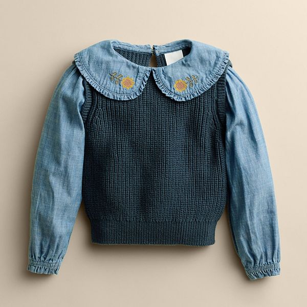 

Блузка-жилет для девочки Little Co. By Lauren Conrad, Denim Emb Flw Collar