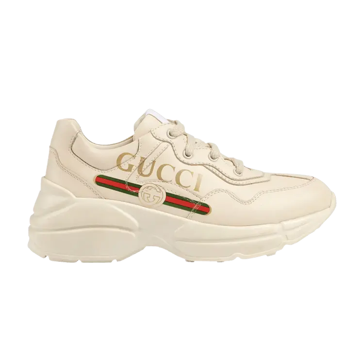 

Кроссовки Gucci Rhyton Leather Sneaker Kids Logo, кремовый