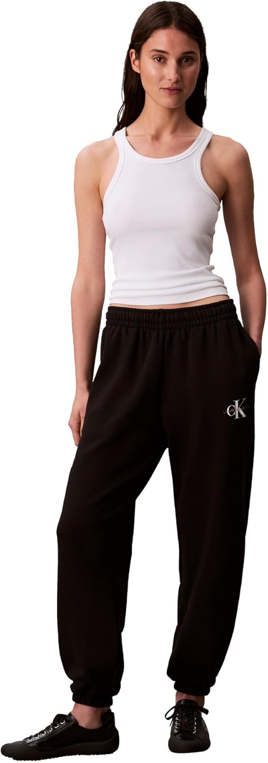 Женские спортивные брюки Calvin Klein с монограммой и логотипом, Black