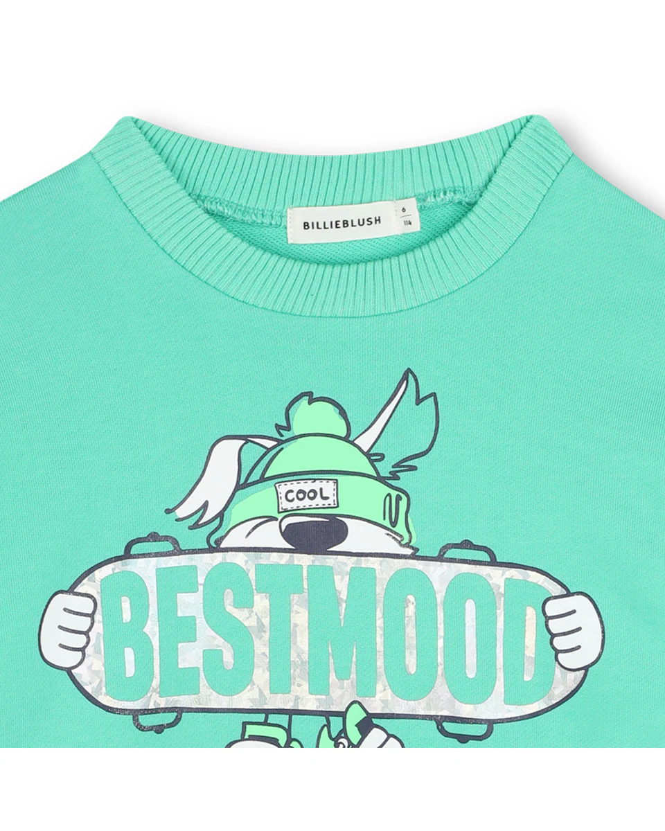 

Детская зеленая хлопковая толстовка Billieblush, светло-зеленый