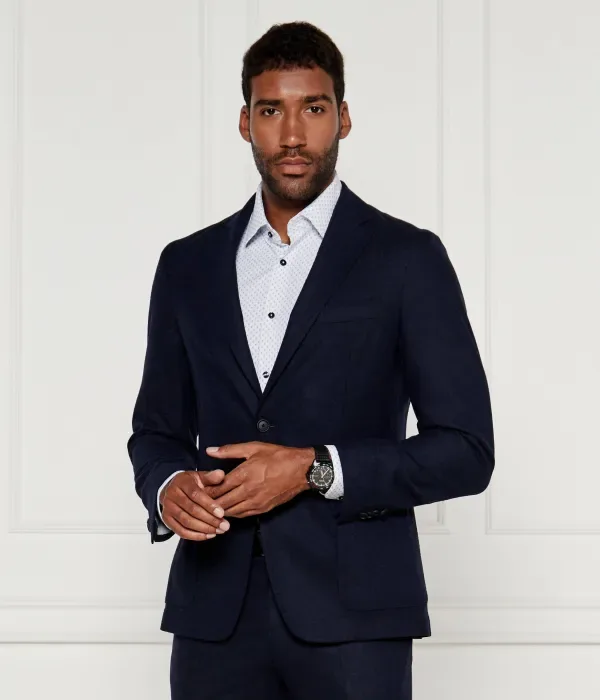 Элегантный жакет slim fit Boss, темно-синий — фото 3