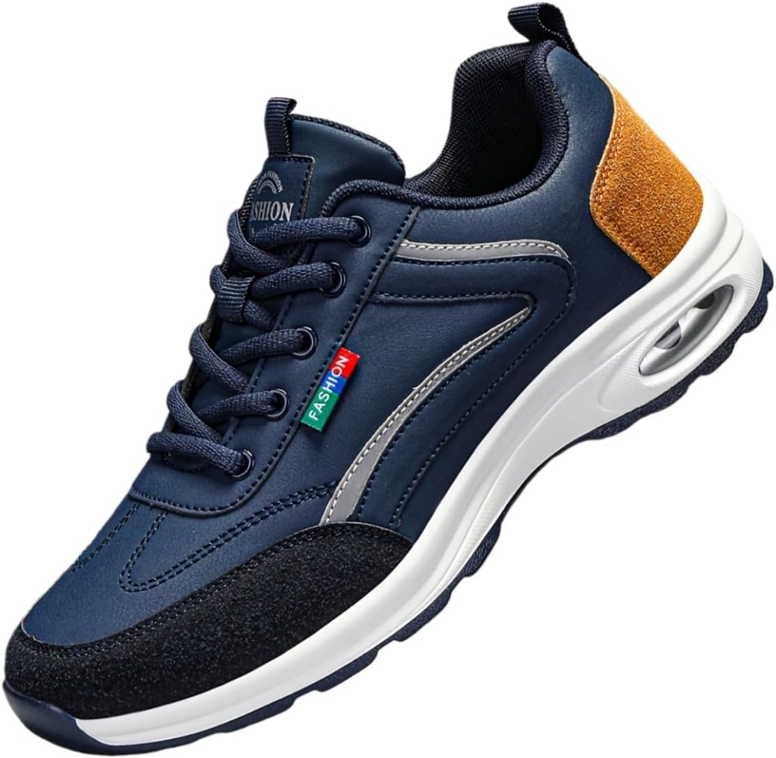 

Модные мужские спортивные кроссовки большого размера - комфортная мягкая подкладка, амортизирующая воздушная подушка, подходят для ежедневных прогулок на свежем воздухе, ходьбы и занятий спортом Fmshi, синий