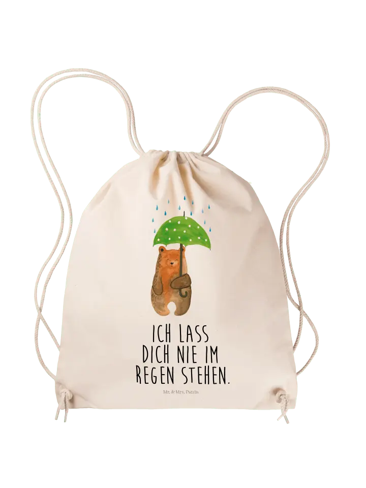 

Спортивная сумка Mr & Mrs Panda Sportbeutel Bär Regenschirm, кремовый