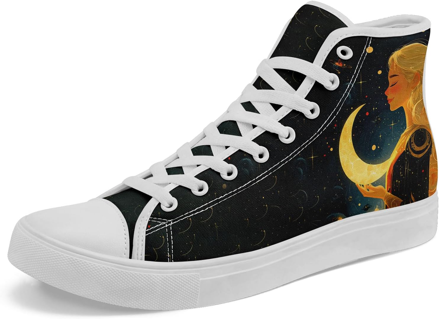 

Высокие кеды на платформе AWSOLE SunMoon с принтом для мужчин и женщин, стильная обувь с небесной тематикой, дышащие и легкие, белый/черный/синий/желтый/бежевый