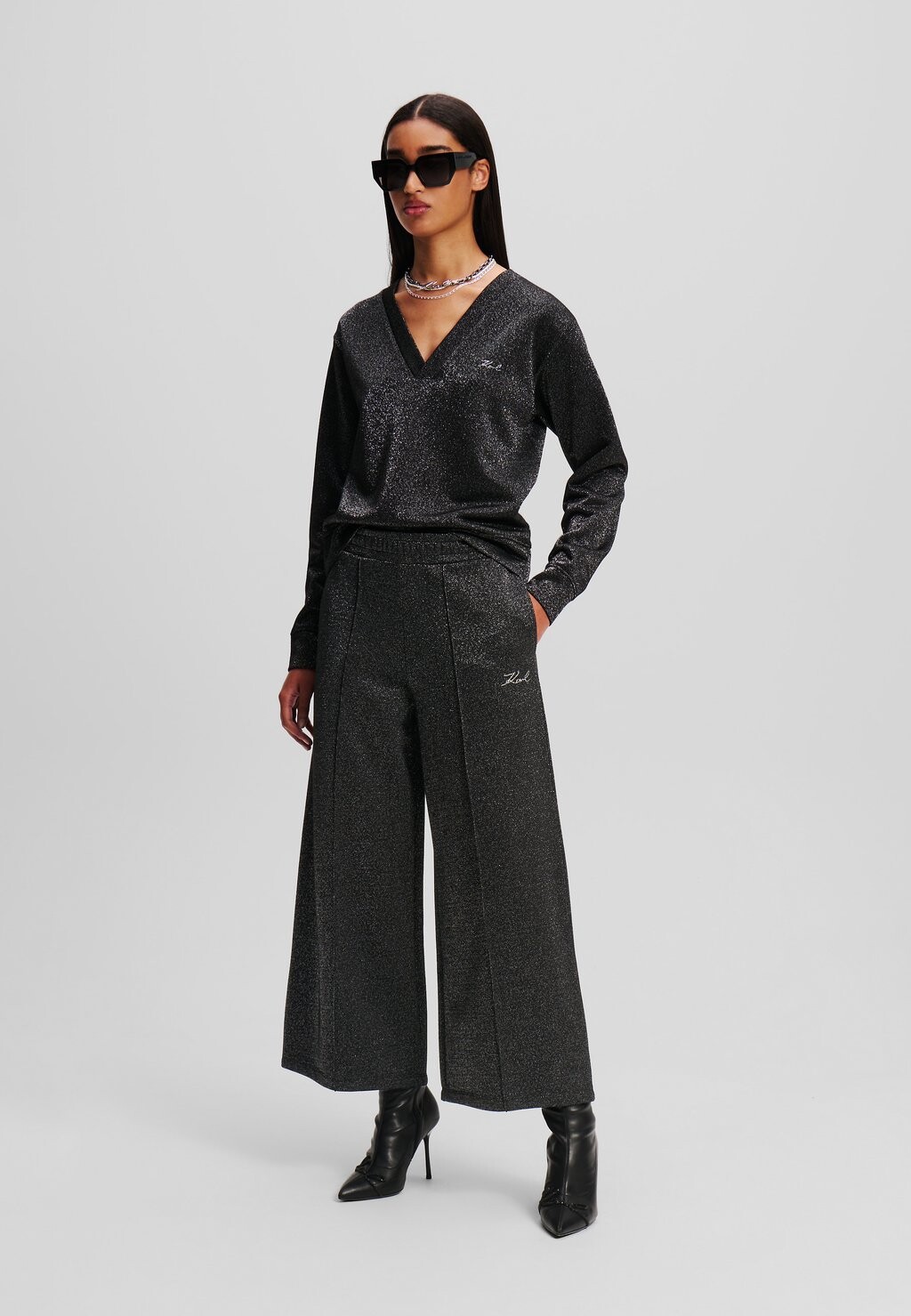 

Брюки LUREX CULOTTES KARL LAGERFELD, черный металлик