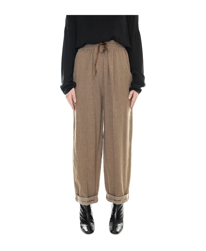 

Коричневые женские брюки, стандартный крой, пояс на шнуровке. Alessia Santi, коричневый