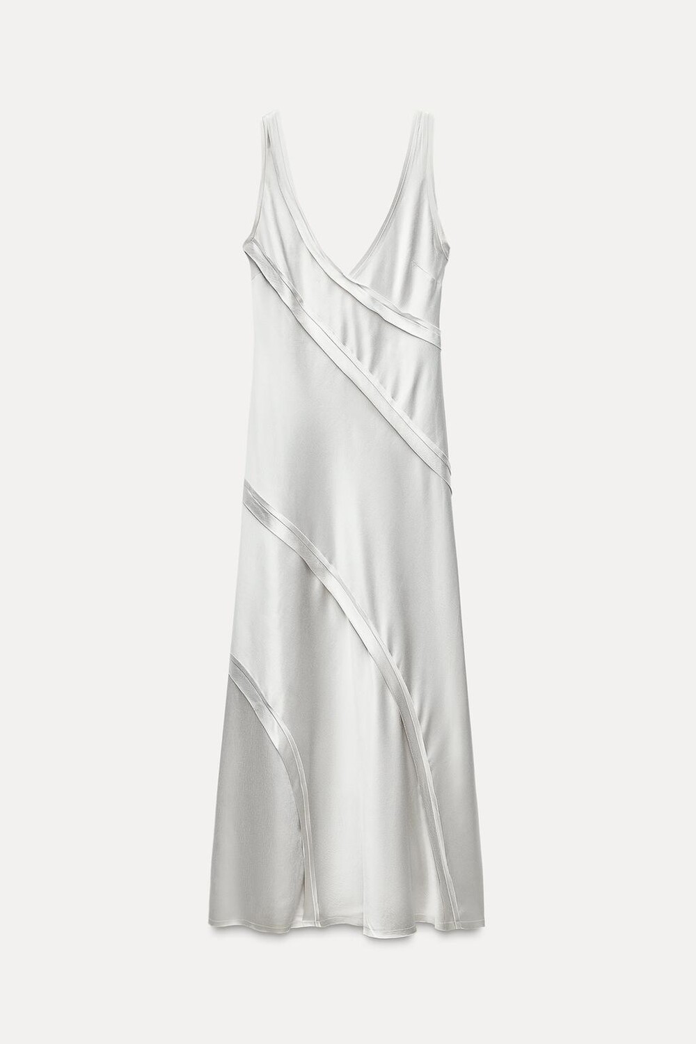 

Длинное атласное платье ZARA, сине-серый