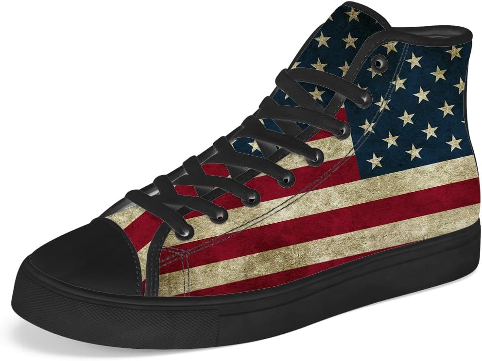 

Кроссовки Chebing с американским флагом для мужчин и женщин, красно-бело-синие, высокой посадки, на шнуровке, повседневные, подарок для патриотов