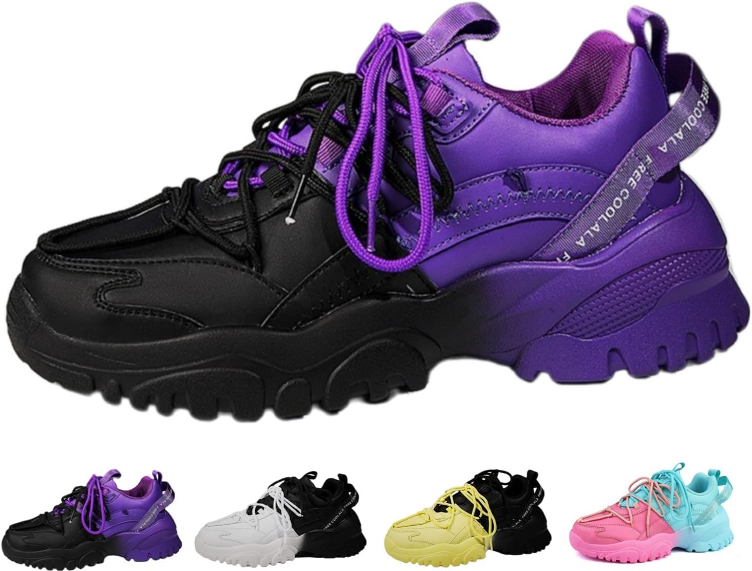 

Стильные ретро массивные кроссовки для мужчин и женщин, уличная мода, повседневная обувь, нескользкая, удобная, для прогулок Macefil, черный/фиолетовый