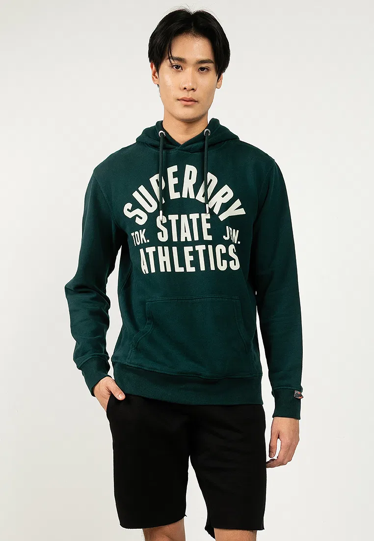 Толстовка с капюшоном, Athletic Essentials, мужская Superdry, зеленый