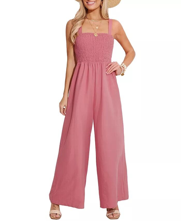 

Женский комбинезон с широкими штанинами и квадратным вырезом CUPSHE, розовый