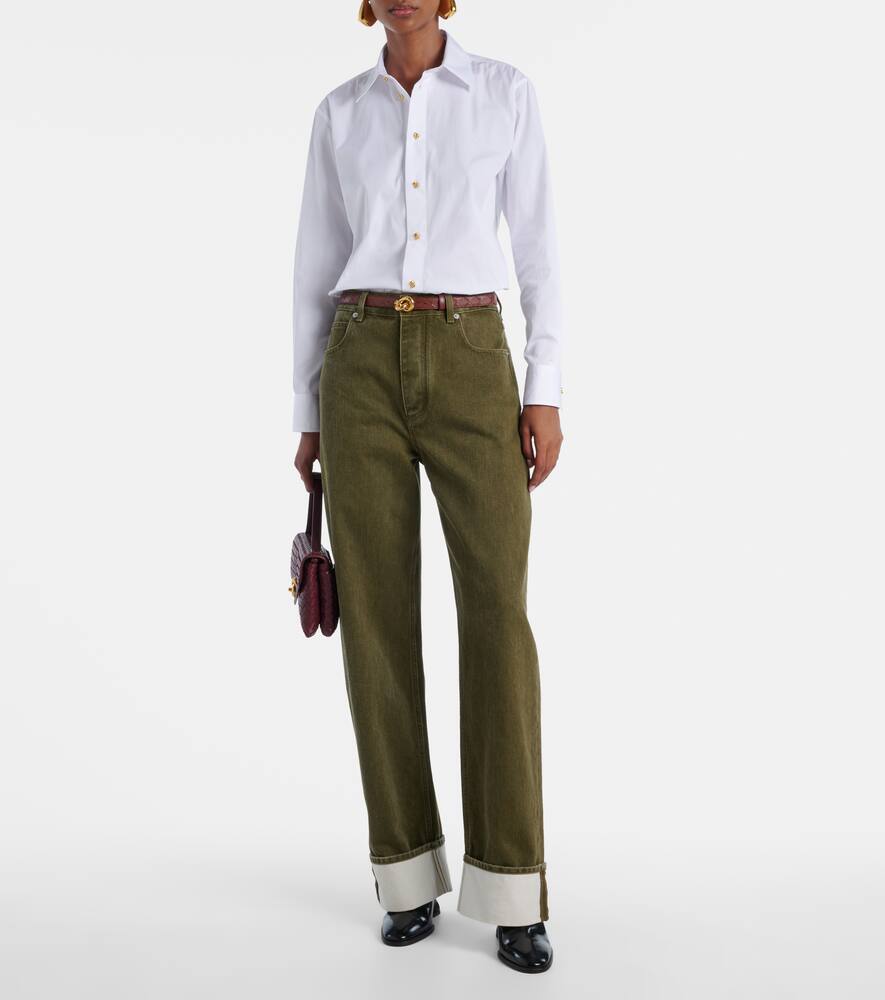 Рубашка из узловатого хлопкового поплина Bottega Veneta, White — фото 2