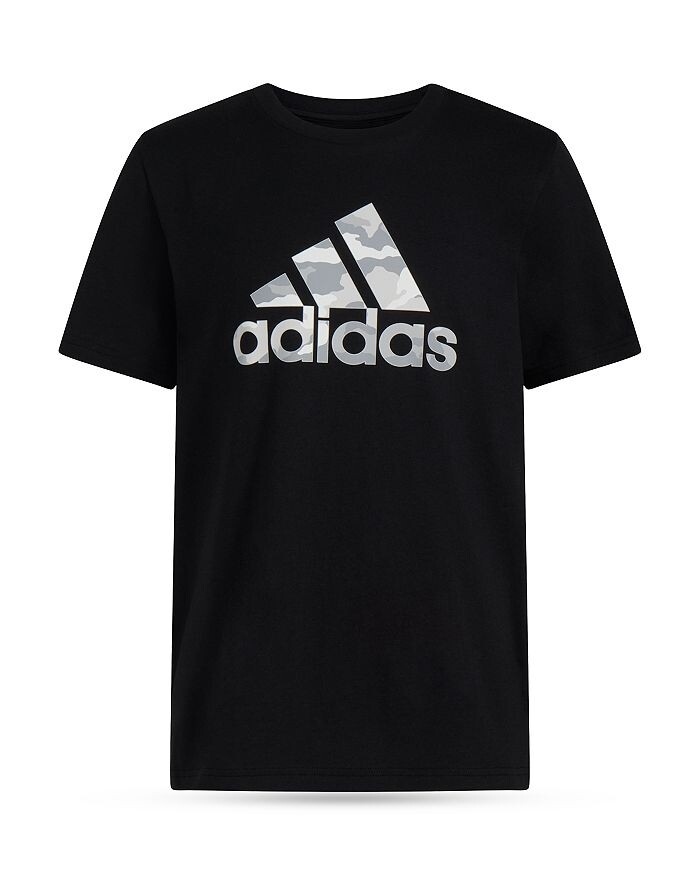 

Футболка Adidas с короткими рукавами и камуфляжным логотипом для мальчиков — Big Kid, черный