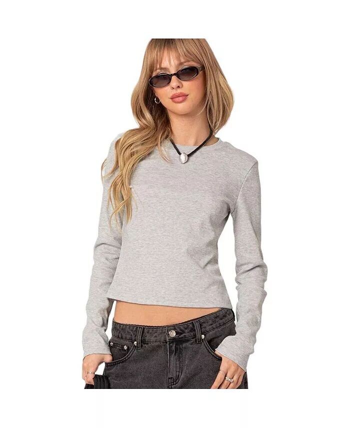 

Женский топ Marny вафельного цвета с длинными рукавами Edikted, серый