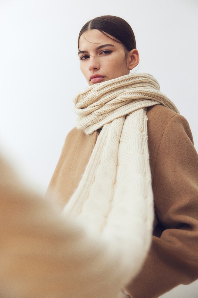 

Шарф вязанной вязки H&M, бежевый